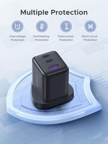 UGREEN USB C Charger Plug, 30W 3-Port USB Fast Charger Power Adapter, Grey — view 5