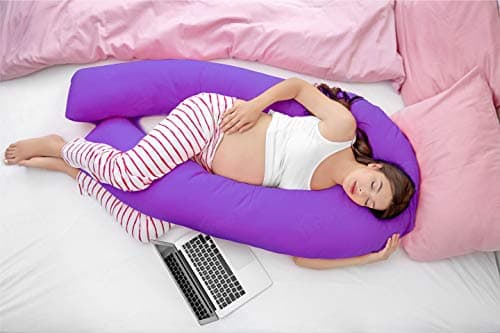 Hometex 9ft U Shaped Comfort Pregnancy Support Pillow with free Case (Purple Cover)