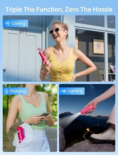JISULIFE 3 IN 1 Portable Fan with Power Bank & Flashlight Featured — view 2