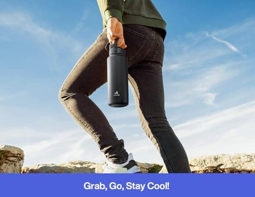 POWCAN Insulated Water Bottle with 2-in-1 Straw and Spout Lid, Keep Cold 24H, Leak-Proof, Fits in Car Cup Holder, Stainless Steel Water Bottle for Sports, School, 946 ml, Lupine — view 6