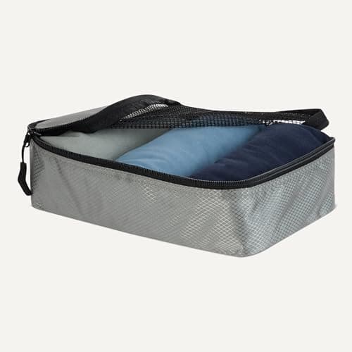Amazon Essentials 4-Piece Packing Cubes Travel Accessories Set, Luggage Organiser with Double Zip, Mesh Top, Polyester, Small, Grey (Previously Amazon Basics) — view 3