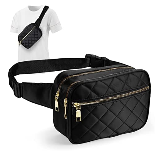 Bumbags for Ladies Rhombic Bum Bag Women Nylon Water Resistant Bumbag Black