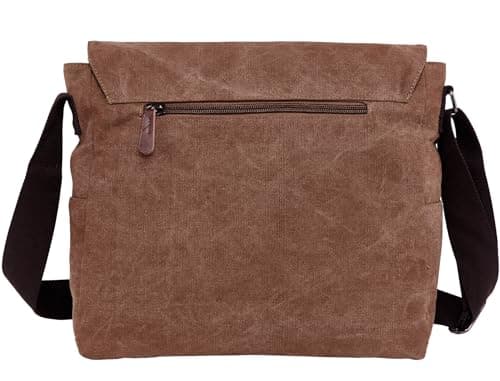 WTiger Canvas Messenger Bag, 15.6 Inch Laptop Shoulder Bag for Men & Women, Canvas Crossbody Bag with Magnetic Buckle & Multiple Pockets, Vintage Satchel for Work, School & Travel — view 4