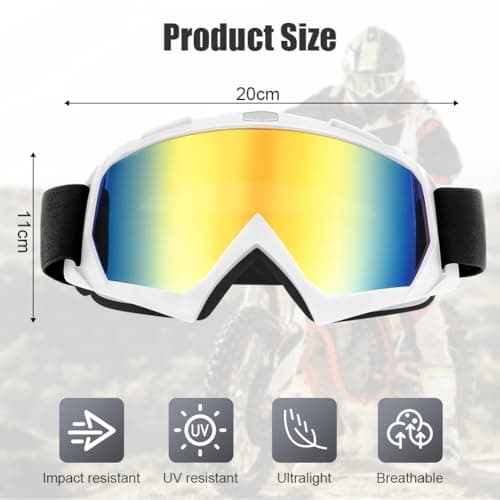 HOTUT Bike Motorcycle Goggles for Riding, Dirt, Ski, ATV, Racing, Windproof & Dustproof Dirt Bike Motocross Goggles, UV400 Eyewear Padded Soft Thick Foam, Motocross Helmet Windproof Glasses for Adults — view 2