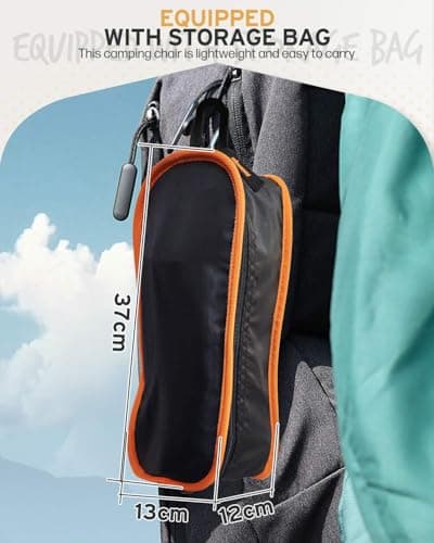 Victoper Compact & Lightweight Folding Camping Chair for Adults – Portable Outdoor Recliner with Carry Bag, Lightweight Camping Chair for Hiking, Fishing, Camping and Backyard Relaxation (Orange) — view 2
