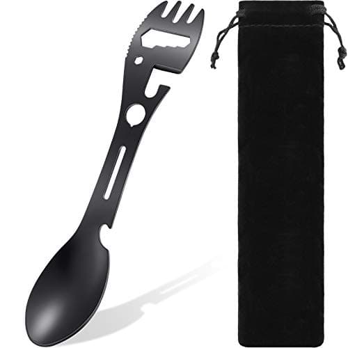 Utility Camping Spork 8 in 1 Travel Stainless Steel Cutlery Set with Pouch