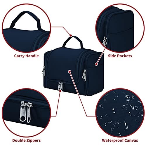 Vinsani Premium Toiletry Bag 5 Compartment Travel Wash Bag Unisex, Navy — view 5