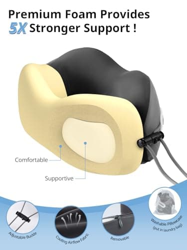 Inspireyes Travel Neck Pillow with Seat Strap, Long Flight Stable Support — view 5