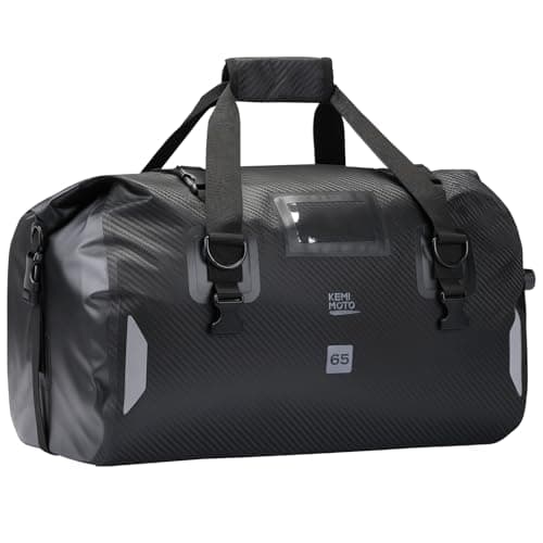 KEMIMOTO Motorcycle Tail Bag, 65L Waterproof, 4-Strap Mount for Touring