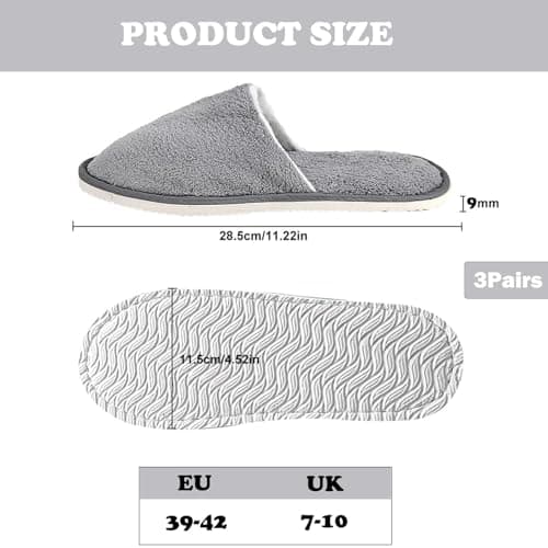 WNXBFO 3 Pairs Hotel Slippers, Soft Coral Velvet Travel Slippers, Non Slip Spa Slipper with Thick 9mm Soles, Reusable Guest Slipper for Spa, Party Guest, Swimming Pools and Travel — view 3