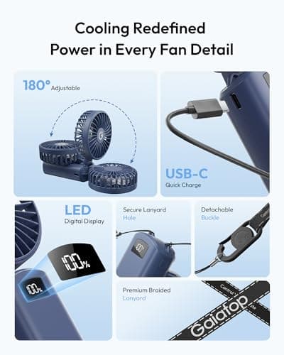 gaiatop Portable Handheld Fan Foldable, USB Rechargeable Small Hand Fan — view 6