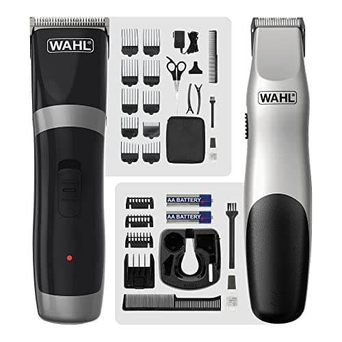 Wahl Clipper Kit Cord/Cordless Black and + Trimmer Kit Groomsman Battery