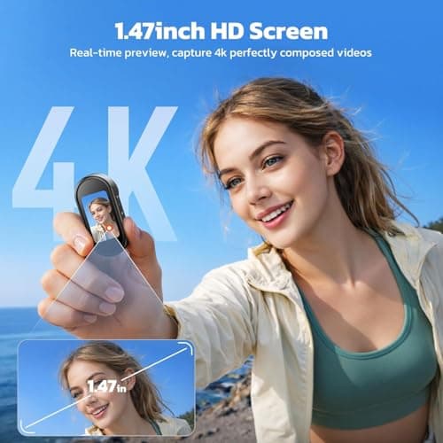 CAMWORLD 4K Mini Body Camera, WiFi Thumb Action Camera with 64GB Card, 1.47'' Wearable POV Camera Magnetic Mount Portable Vlogging Camera for TikTok YouTube — view 2