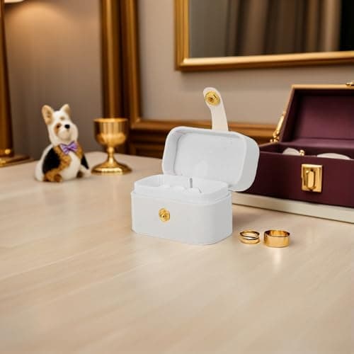 Veemoon 2pcs Mini Ring Box Proposal Box Engagement Ring Case White Pu Fleece Multi-slot Safe Storage Scratch Resistance for Wedding Bands, Necklaces, Brides, Proposal and Anniversaries — view 5