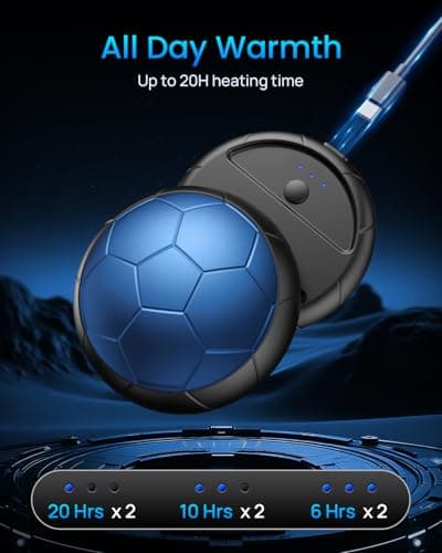 Magnetic Hand Warmers Rechargeable, 2 Pack Reusable Electric Hand Warmer with 20Hrs Warmth & 3 Levels Heat, Portable Pocket Heater for Cold Weather, Outdoor, Indoor(Blue) — view 2