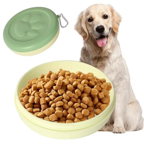 DEARBAG Travel Bowls Dog & Cat, Portable Pet Food & Water Bowl, Plastic Feeding Bowl with Lid and Carabiners, Pet Feeding Watering Dish for Outdoor Camping Hiking, Easy to Carry (380mL) (Green) — view 2