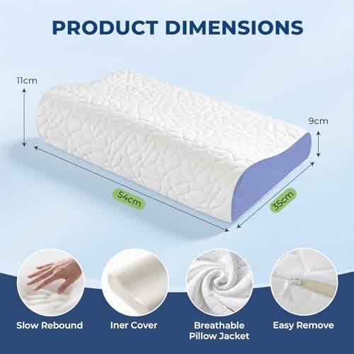 PKBD Memory Foam Pillow, Dual Height Ergonomic Pillow, White-Purple — view 6