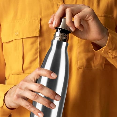 Mont-Clair Stainless Steel Water Bottle, Vacuum Insulated - BPA Free, 12h Hot & 24h Cold Drinks, Metal Water Bottle 500ml Leakproof, Ideal for Adult, Kids, Running - Silver — view 5