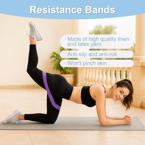 Trintion Pilates Ring Set 14" Premium Magic Circle with Dual Padded Handles, Includes 9" Anti-Burst Mini Ball 3 Resistance Bands (20/30/45 lbs) for Home Gym Pilates Equipment for Home (Blue) — view 5