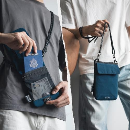 VULKIT Multifunctional Crossbody Phone Bags Lightweight Nylon Shoulder Bag RFID Blocking Family Passport Holder for Men Women Teenagers Outdoor Travel Casual Daily — view 3