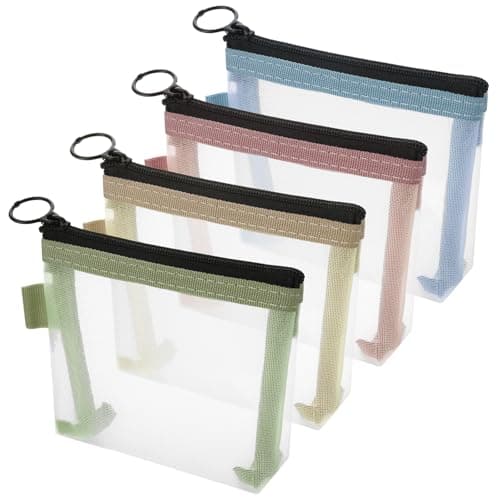 Ouligay 4PCS Small Travel Makeup Bag with Zipper Mini Cosmetic Pouch Mesh Make up Pouch Purse Pouches for Inside Purse Bag Organizer Insert for Home Organizing Size Assorted Colors