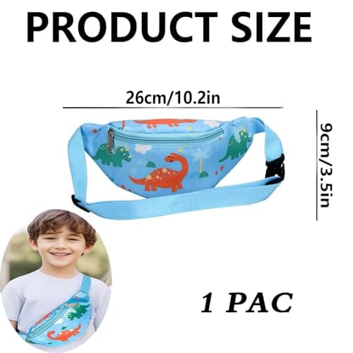 Dinosaur Bag,Kids Bumbags,Cartoon Lightweight Sling Bags,Running Bag,Children's Chest Bags,Dinosaur Fanny Pack Fabric Nylon Money Belt,for Toddler Girls Boys Running Hiking Travel Sports(Light Blue) — view 6