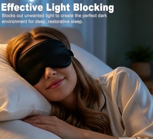 Sleep Mask Satin Eye Mask, Blackout, Black — view 4