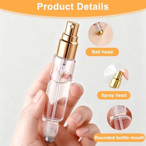QACUU 2 Pack 10ml Perfume Bottle Empty, Refillable Spray and Roller Bottles — view 6