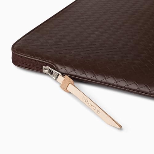 Comfyable Woven-Look Laptop Sleeve Compatible with 15" MacBook Air (Snug Fit) M5 & 14" MacBook Pro M5 Pro/Max 2026 (Loose Fit), Faux Leather Mac Travel Case for Men Women, Mocha Brown — view 3