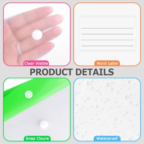 Plastic Wallets A4 Punched Pockets, 12 Pcs Expandable Folders Vertical — view 4