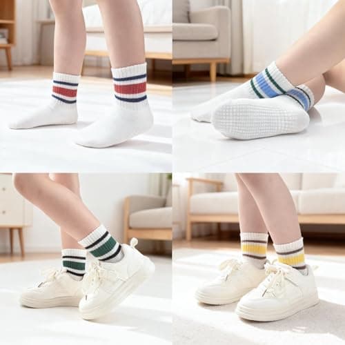 Bearbay Non-slip Toddler Cotton Crew Ankle Grip Socks for Baby Walking — view 2