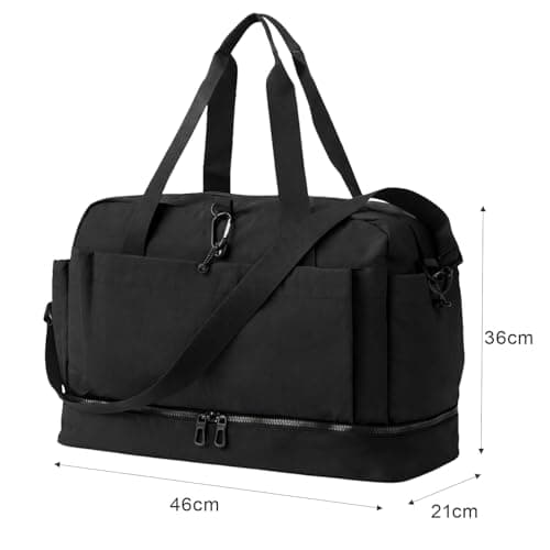 Minifactory 45–55L Large Canvas Travel Duffel Bag for Men, Expandable Travel Holdall Luggage Bag, Weekend Bag for Travel, Gym & Holiday, Multi-Pocket Heavy Duty Travel Duffles for Short Trips (Black) — view 3