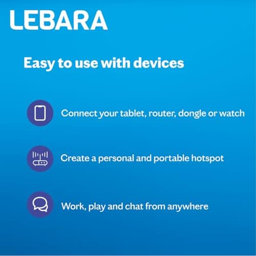 Lebara Mobile SIM Card: 100GB Data SIM Only Plan for £10, Half Price for First 3 Months, No Contract, UK Calls, Texts, International Minutes, EU and India Roaming Included, Fits All Devices — view 3