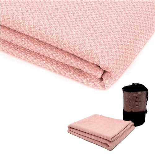 Oaygat Yoga Towel 183 x 63cm Yoga Mat Towel with Grip Silicone Dots With Free Mesh Carry Bag Large Mat Towel Soft Sweat Absorbent for Hot Yoga Travel Home Gym Pilates Workout Exercise