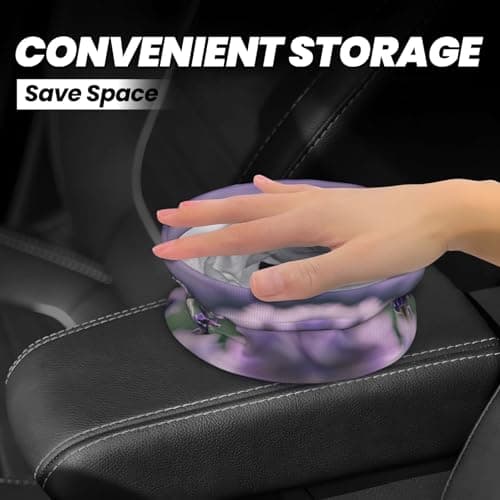MDATT Lavender Flower Car Trash Can Leak-Proof Organizer For Long Road Trips And Family Vacations — view 4