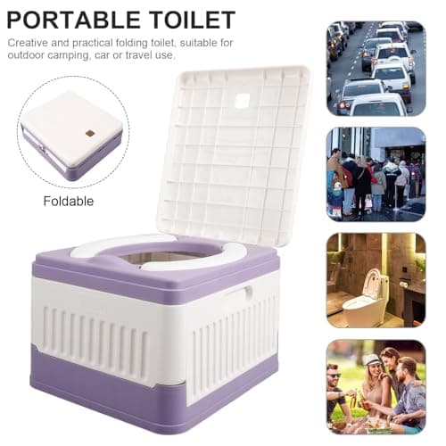 Didiseaon Portable Folding Toilet Seat for Camping, Purple Pp and Pvc — view 3