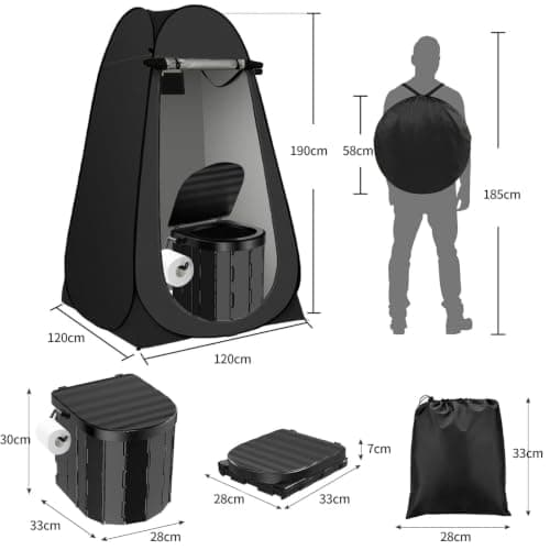 LN COZY CORNER Collapsible Portable Toilet with Tent - Extra Tall Foldable Camping Toilet for Adults with Carry Bag, Travel Toilet for Car Emergencies, Hiking & Outdoor Adventures — view 3
