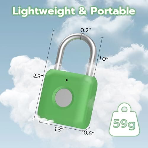 Anweller Fingerprint Padlock,Smart Padlock,Locker Lock,Combination Lock,Fingerprint Lock with APP Unlock,USB Rechargeable,Suitable for Gym Locker,Locker,School,Door,Shed,Toolbox,Storage(Green) — view 6