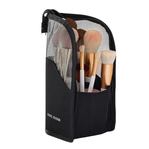 Travel Makeup Brush Holder - Multiple Compartments Cosmetic Organizer Pouch,Toiletry Travel Bag - for Men Women Camping Vanity Countertop Luggage Beauty Toothbrush Toothpaste