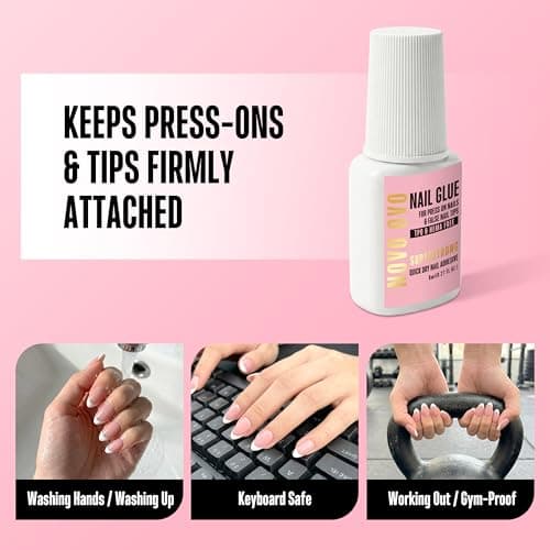 NOVO OVO Super Strong Nail Glue for Press On Nails & False Nail Tips (8ml 0.27 fl oz) - TPO & HEMA FREE Brush On Adhesive, Quick Dry & Long Lasting Bond for Acrylics, Broken Nails & Salon Effect — view 4
