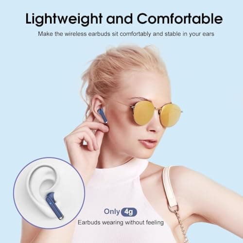 OYIB Wireless Earbuds, 2026 New Bluetooth 5.3 Headphones with HiFi Stereo and ENC Noise Cancelling Mic, 25H Bluetooth Earphones with LED Display and IP7 Waterproof for Workout/Running/Fitness, Blue — view 5