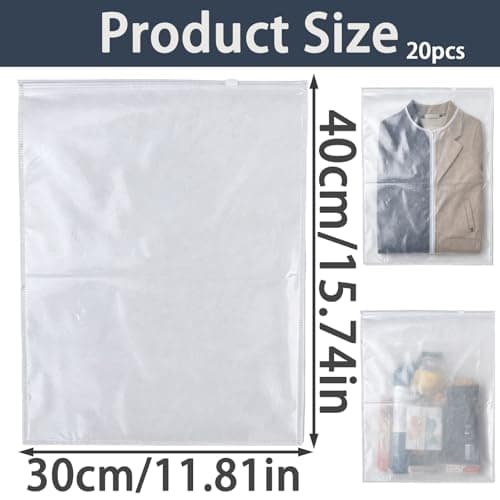 10Pcs Large Ziplock Bags, 40 X 30cm Travel Clothes Storage Bags Reusable Clear Storage Bag Zip Lock Seal Luggage Organiser Pouches for Clothes Shoe Supplies — view 2