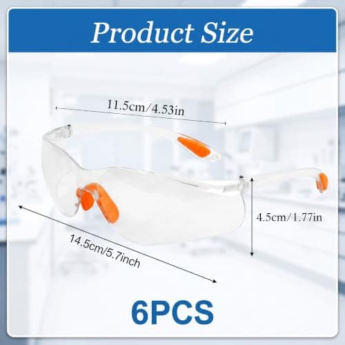 6 Pcs Clear Safety Glasses for Work,Safety Goggles,Eye Protection,Protective Goggle,Anti Fog Saftey Glasses,Anti Scratch Eyewear,Lab Security Eyes Spectacles for Kids & Adult Construction Laboratory — view 2