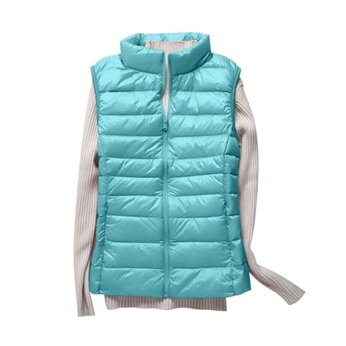 Womens Body Warmer Uk, Womens Puffer Gilet Lightweight Packable Quilted Vest Padded Outwear with Zip up Pockets Ladies Bodywarmer Windproof Sleeveless Jacket Christmas Gifts,Turquoise,XL,u55k — view 3