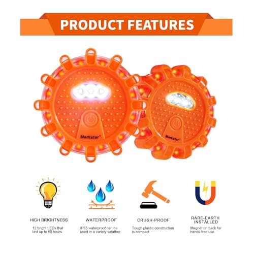 Markstor 8 Pack LEDRoad Flares, Emergency Safety Kit — view 5
