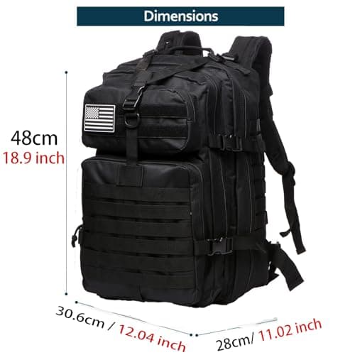Thuram 50L Durable Nylon Waterproof Fishing Hunting Backpack Outdoor Military Rucksacks Tactical Sports Camping Hiking Bags (Black) — view 4
