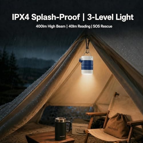 Electric Pump for Inflatables 3-in-1 Mini Air Bed Pump with Camping Light, 400L/min Fast Inflate/Deflate, Cordless Inflator for Camp Mattress Air Chair Sofa Swimming-Ring Vacuum Bag — view 4