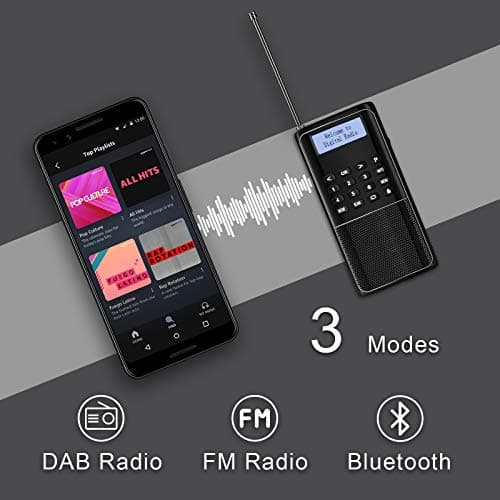 Raddy RD23 Portable Digital DAB/DAB+ Radio with Bluetooth, Clear LC-Display, USB-C Rechargeable, 110 Preset Stations, FM, Headphones Jack, for Home & Travel, Black — view 4