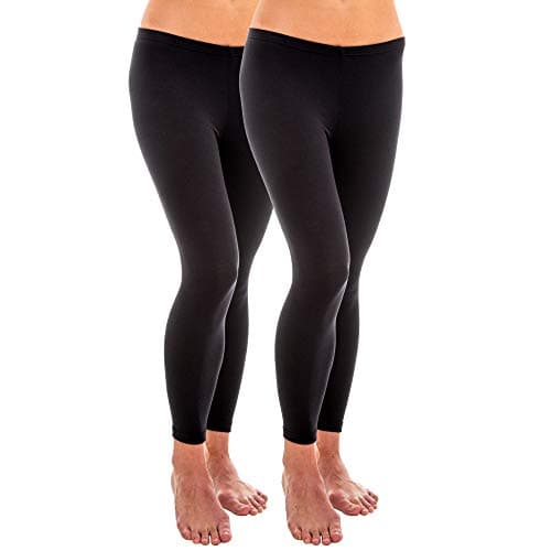HERMKO 1720 2-pack ladies' legging in 100% cotton organic, Colour:black, Size:10/12 (S)