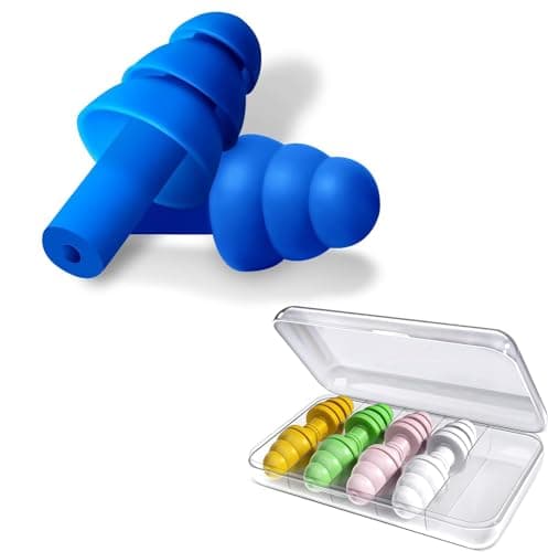 5 Pairs Ear Plugs Reusable Silicone Earplugs Sleeping Noise Cancelling Earbuds for Adults Kids for Swimming, Work, Airplane,Snoring Studying (Random Color) with Case